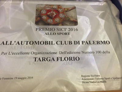 Premio SICI’ 2016  per l’organizzazione della Targa Florio 100^