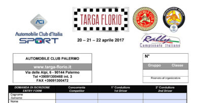 SONO ONLINE le schede di iscrizione per la TARGA FLORIO 101 CIR-Historic Rally-CR-Targa Florio Classica e Ferrari Tribute 2017