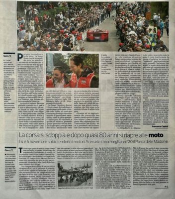 Intera pagina del Corriere della Sera dedicato alla Targa Florio 101^
